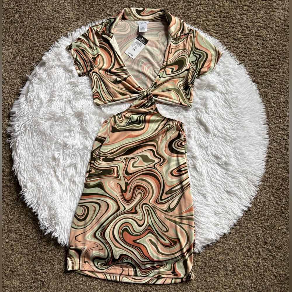 Rue21 Dress‎ Multicolor Stretchy New Womens Size XS Retro Y2K